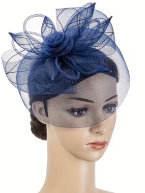 Women’s Navy Blue Veil Mesh Tea Party Fascinators Derby Hat